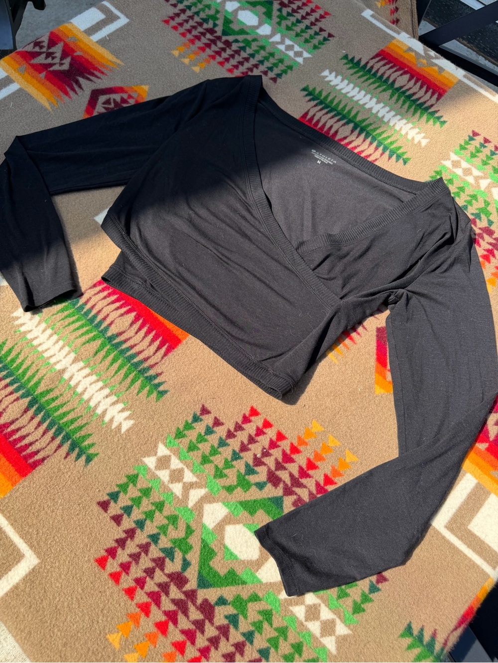 Athleta Black Women's Wrap-Style Long Sleeve Top